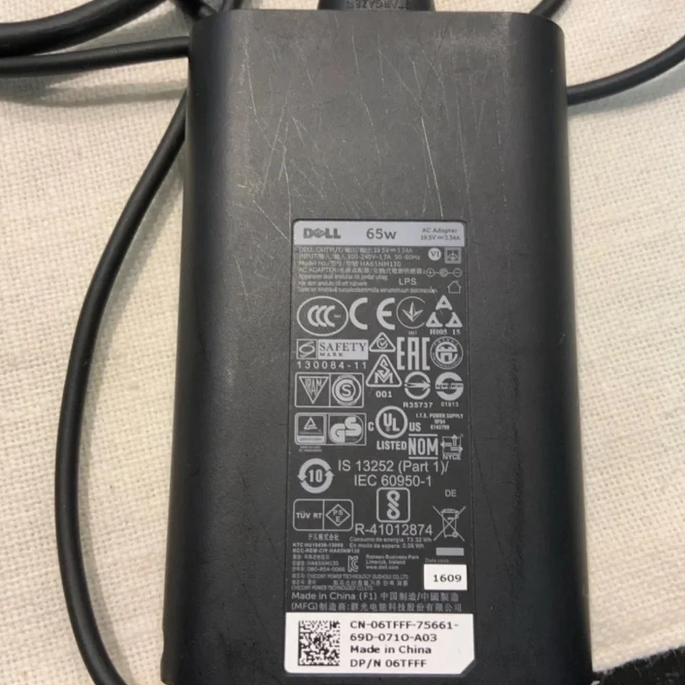 Dell 65W AC Adapter Charger for Dell Laptop Power Cord